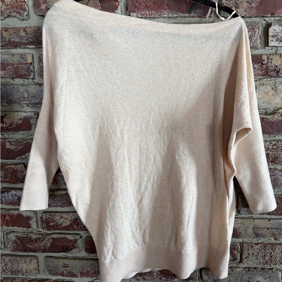 H&M Sweaters - Moth Anthropologie Cream Off-Shoulder Sweater • Size S • Boat Neck Dolman Knit